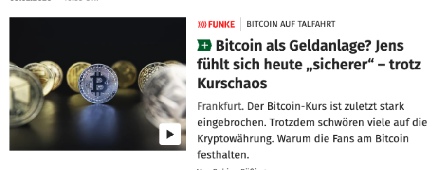 Bitcoin als Geldanlage? Jens fühlt sich heute „sicherer“ – trotz Kurschaos